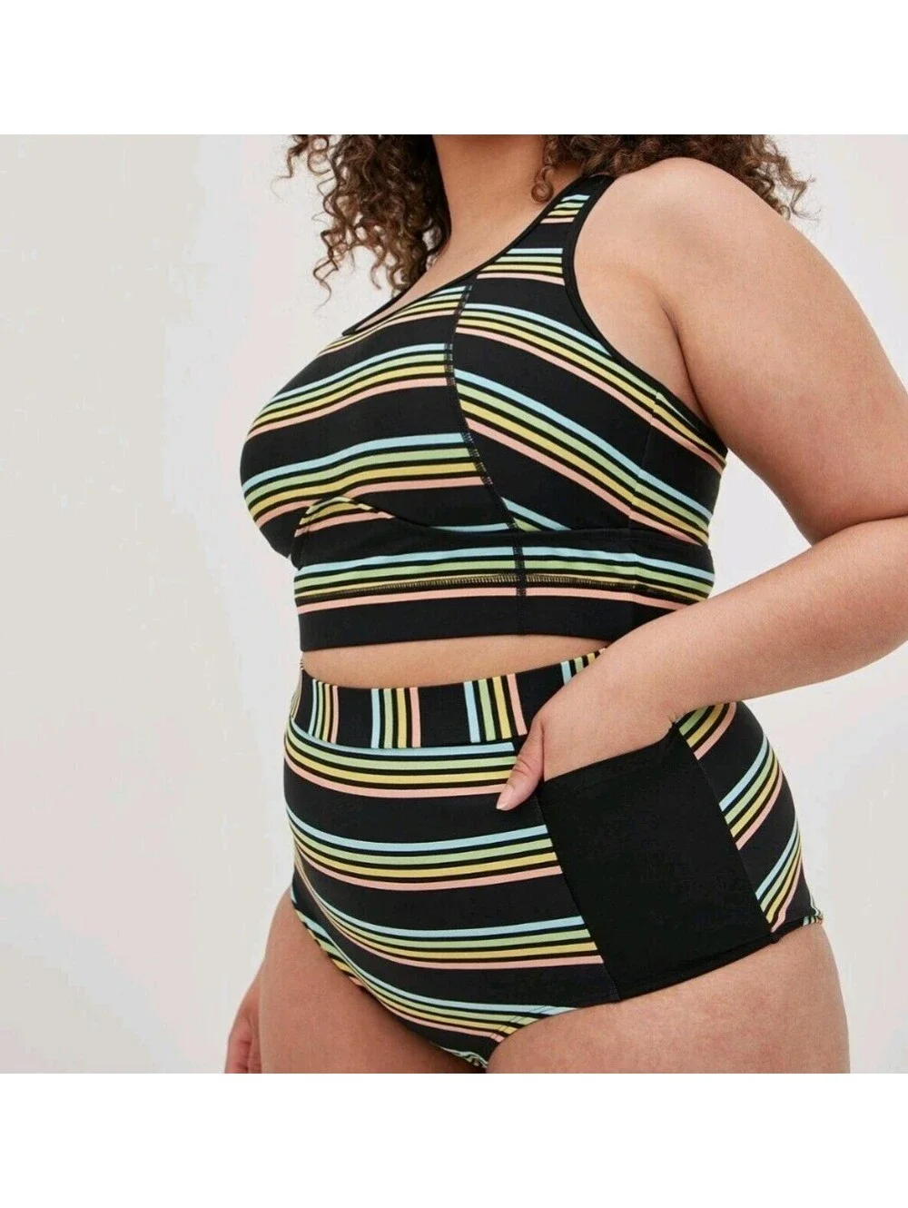 Torrid Ultra High-Rise Striped Bikini 2 Piece Swimsuit Set Beach Plus Size 3X